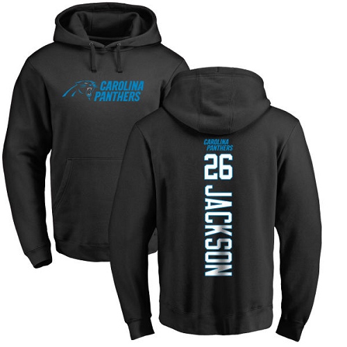 Carolina Panthers Men Black Donte Jackson Backer NFL Football #26 Pullover Hoodie Sweatshirts
